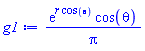 exp(r*cos(theta))*cos(theta)/Pi