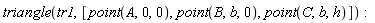 triangle(tr1, [point(A, 0, 0), point(B, b, 0), point(C, b, h)])