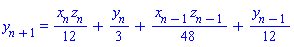y[n+1] = (1/12)*x[n]*z[n]+(1/3)*y[n]+(1/48)*x[n-1]*z[n-1]+(1/12)*y[n-1]