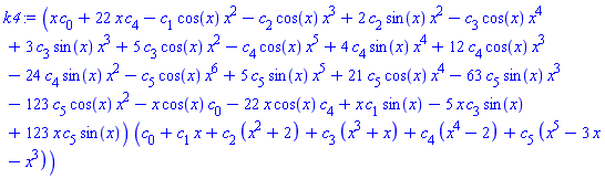(x*c[0]+22*x*c[4]-c[1]*cos(x)*x^2-c[2]*cos(x)*x^3+2*c[2]*sin(x)*x^2-c[3]*cos(x)*x^4+3*c[3]*sin(x)*x^3+5*c[3]*cos(x)*x^2-c[4]*cos(x)*x^5+4*c[4]*sin(x)*x^4+12*c[4]*cos(x)*x^3-24*c[4]*sin(x)*x^2-c[5]*cos(x)*x^6+5*c[5]*sin(x)*x^5+21*c[5]*cos(x)*x^4-63*c[5]*sin(x)*x^3-123*c[5]*cos(x)*x^2-x*cos(x)*c[0]-22*x*cos(x)*c[4]+x*c[1]*sin(x)-5*x*c[3]*sin(x)+123*x*c[5]*sin(x))*(c[0]+c[1]*x+c[2]*(x^2+2)+c[3]*(x^3+x)+c[4]*(x^4-2)+c[5]*(x^5-3*x-x^3))