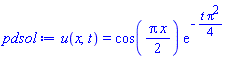 u(x, t) = cos((1/2)*Pi*x)*exp(-(1/4)*t*Pi^2)