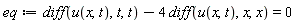eq := diff(u(x, t), t, t)-4*(diff(u(x, t), x, x)) = 0