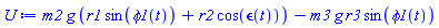 m2*g*(r1*sin(phi1(t))+r2*cos(epsilon(t)))-m3*g*r3*sin(phi1(t))
