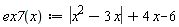 "ex7(x):=|x^(2)-3 x|+4 x-6"