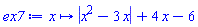 proc (x) options operator, arrow, function_assign; abs(x^2-3*x)+4*x-6 end proc