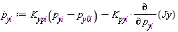 diff(p[y*i](t), t) := K[yp*i](p[y*i]-p[y0*i])-K[py*i]*(diff(Jy, p[y*i]))