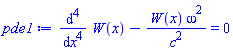 diff(diff(diff(diff(W(x), x), x), x), x)-W(x)*omega^2/c^2 = 0