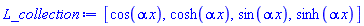 [cos(alpha*x), cosh(alpha*x), sin(alpha*x), sinh(alpha*x)]