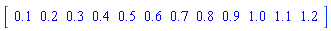 Matrix([[.1, .2, .3, .4, .5, .6, .7, .8, .9, 1.0, 1.1, 1.2]])
