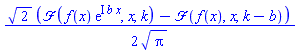 (1/2)*2^(1/2)*(fourier(f(x)*exp(I*b*x), x, k)-fourier(f(x), x, k-b))/Pi^(1/2)