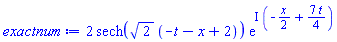 2*sech(2^(1/2)*(-t-x+2))*exp(I*(-(1/2)*x+(7/4)*t))
