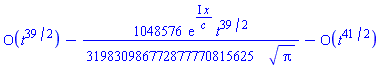 O(t^(39/2))-(1048576/319830986772877770815625)*exp(I*x/c)*t^(39/2)/Pi^(1/2)-O(t^(41/2))