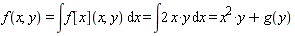 f(x, y) = int(f[x](x, y), x) and int(f[x](x, y), x) = int(2*x*y, x) and int(2*x*y, x) = x^2*y+g(y)