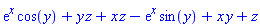 exp(x)*cos(y)+y*z+x*z-exp(x)*sin(y)+x*y+z