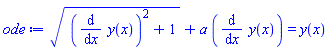 ((diff(y(x), x))^2+1)^(1/2)+a*(diff(y(x), x)) = y(x)