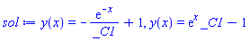 y(x) = -exp(-x)/_C1+1, y(x) = exp(x)*_C1-1