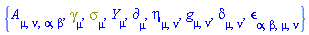 {A[mu, nu, alpha, beta], Physics:-Dgamma[mu], Physics:-Psigma[mu], Physics:-d_[mu], eta[mu, nu], Physics:-g_[mu, nu], Physics:-KroneckerDelta[mu, nu], Physics:-LeviCivita[alpha, beta, mu, nu], Physics:-SpaceTimeVector[mu](Y)}
