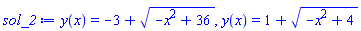 y(x) = -3+(-x^2+36)^(1/2), y(x) = 1+(-x^2+4)^(1/2)