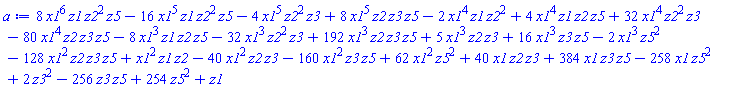 8*x1^6*z1*z2^2*z5-16*x1^5*z1*z2^2*z5-4*x1^5*z2^2*z3+8*x1^5*z2*z3*z5-2*x1^4*z1*z2^2+4*x1^4*z1*z2*z5+32*x1^4*z2^2*z3-80*x1^4*z2*z3*z5-8*x1^3*z1*z2*z5-32*x1^3*z2^2*z3+192*x1^3*z2*z3*z5+5*x1^3*z2*z3+16*x1^3*z3*z5-2*x1^3*z5^2-128*x1^2*z2*z3*z5+x1^2*z1*z2-40*x1^2*z2*z3-160*x1^2*z3*z5+62*x1^2*z5^2+40*x1*z2*z3+384*x1*z3*z5-258*x1*z5^2+2*z3^2-256*z3*z5+254*z5^2+z1