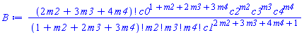 factorial(2*m2+3*m3+4*m4)*c0^(1+m2+2*m3+3*m4)*c2^m2*c3^m3*c4^m4/(factorial(1+m2+2*m3+3*m4)*factorial(m2)*factorial(m3)*factorial(m4)*c1^(2*m2+3*m3+4*m4+1))