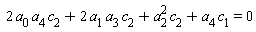 2*a[0]*a[4]*c[2]+2*a[1]*a[3]*c[2]+a[2]^2*c[2]+a[4]*c[1] = 0