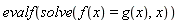 evalf(solve(f(x) = g(x), x))