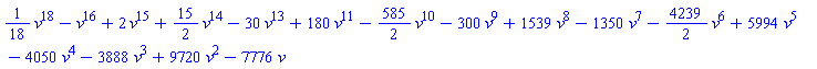 (1/18)*v^18-v^16+2*v^15+(15/2)*v^14-30*v^13+180*v^11-(585/2)*v^10-300*v^9+1539*v^8-1350*v^7-(4239/2)*v^6+5994*v^5-4050*v^4-3888*v^3+9720*v^2-7776*v