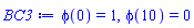 phi(0) = 1, phi(10) = 0