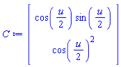 Vector(2, {(1) = cos((1/2)*u)*sin((1/2)*u), (2) = cos((1/2)*u)^2})