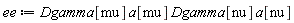 ee := Dgamma[mu]*a[mu]*Dgamma[nu]*a[nu]