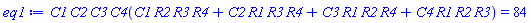 C1*C2*C3*C4(C1*R2*R3*R4+C2*R1*R3*R4+C3*R1*R2*R4+C4*R1*R2*R3) = 84