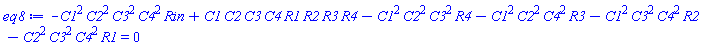 -C1^2*C2^2*C3^2*C4^2*Rin+C1*C2*C3*C4*R1*R2*R3*R4-C1^2*C2^2*C3^2*R4-C1^2*C2^2*C4^2*R3-C1^2*C3^2*C4^2*R2-C2^2*C3^2*C4^2*R1 = 0