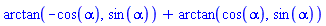 arctan(-cos(alpha), sin(alpha))+arctan(cos(alpha), sin(alpha))