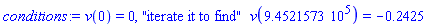 v(0) = 0, "iterate it to find"*v(945215.73) = -.2425