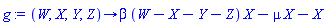 proc (W, X, Y, Z) options operator, arrow; beta*(W-X-Y-Z)*X-mu*X-X end proc