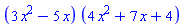 (3*x^2-5*x)*(4*x^2+7*x+4)