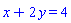 x+2*y = 4