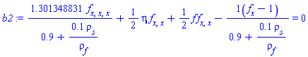 1.301348831*(diff(diff(diff(f(x), x), x), x))/(.9+.1*rho[s]/rho[f])+(1/2)*eta*(diff(diff(f(x), x), x))+(1/2)*f(x)*(diff(diff(f(x), x), x))-(1)(diff(f(x), x)-1)/(.9+.1*rho[s]/rho[f]) = 0