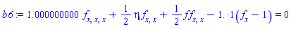 1.000000000*(diff(diff(diff(f(x), x), x), x))+(1/2)*eta*(diff(diff(f(x), x), x))+(1/2)*f(x)*(diff(diff(f(x), x), x))-1.*(1)(diff(f(x), x)-1) = 0