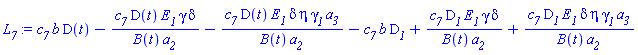 c__7*b*D(t)-c__7*D(t)*E__1*gamma*delta/(B(t)*a__2)-c__7*D(t)*E__1*delta*eta*gamma__1*a__3/(B(t)*a__2)-c__7*b*D__1+c__7*D__1*E__1*gamma*delta/(B(t)*a__2)+c__7*D__1*E__1*delta*eta*gamma__1*a__3/(B(t)*a__2)