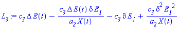c__3*Delta*E(t)-c__3*Delta*E(t)*delta*E__1/(a__2*X(t))-c__3*delta*E__1+c__3*delta^2*E__1^2/(a__2*X(t))