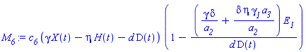 c__6*(gamma*X(t)-eta*H(t)-d*D(t))*(1-(gamma*delta/a__2+delta*eta*gamma__1*a__3/a__2)*E__1/(d*D(t)))