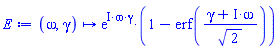 proc (omega, gamma) options operator, arrow; exp(I*omega*gamma)*(1-erf((gamma+I*omega)/sqrt(2))) end proc