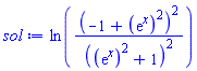 ln((-1+(exp(x))^2)^2/((exp(x))^2+1)^2)