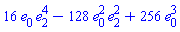 16*e[0]*e[2]^4-128*e[0]^2*e[2]^2+256*e[0]^3