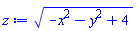 (-x^2-y^2+4)^(1/2)