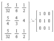 Typesetting[delayDotProduct]((Matrix(3, 3, {(1, 1) = 5/32, (1, 2) = 1/6, (1, 3) = 1/2, (2, 1) = 5/4, (2, 2) = 4/3, (2, 3) = 4, (3, 1) = 5/32, (3, 2) = 1/6, (3, 3) = 1/2})).`~`, Matrix(3, 3, {(1, 1) = 1, (1, 2) = 0, (1, 3) = 0, (2, 1) = 0, (2, 2) = 1, (2, 3) = 0, (3, 1) = 0, (3, 2) = 0, (3, 3) = 1}), true)