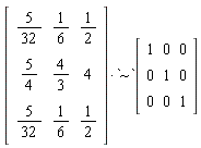 Typesetting[delayDotProduct]((Matrix(3, 3, {(1, 1) = 5/32, (1, 2) = 1/6, (1, 3) = 1/2, (2, 1) = 5/4, (2, 2) = 4/3, (2, 3) = 4, (3, 1) = 5/32, (3, 2) = 1/6, (3, 3) = 1/2}))*`~`, Matrix(3, 3, {(1, 1) = 1, (1, 2) = 0, (1, 3) = 0, (2, 1) = 0, (2, 2) = 1, (2, 3) = 0, (3, 1) = 0, (3, 2) = 0, (3, 3) = 1}), true)