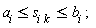 a[i] <= s[i*k] and s[i*k] <= b[i];