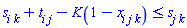 s[i*k]+t[i*j]-K(1-x[i*j*k]) <= s[j*k]